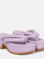 Dries Van Noten Leather Platform Thong Sandals In 403 Lilac