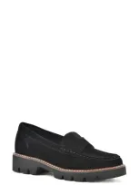 White Mountain Footwear Gunner Lug Sole Platform Loafer In Black/ Suede