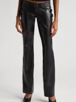 Miaou Toni Attached Belt Flare Latex Pants In Black