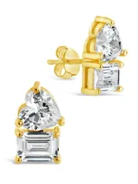 Sterling Forever Tiffany Cubic Zirconia Stud Earrings In Gold