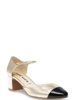 Anne Klein Pearle Cap Toe Pump In Light Gold