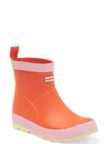 Hunter Kids' Play Waterproof Short Boot In Red Tang/ Pink Fizz