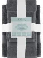 Chic Turkish Cotton 6-piece Bath Towel Set In Charcoal