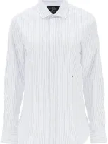 Homme Girls Striped Poplin Shirt In White