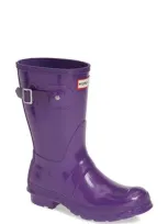 Hunter Original Short Gloss Rain Boot In Acid Purple