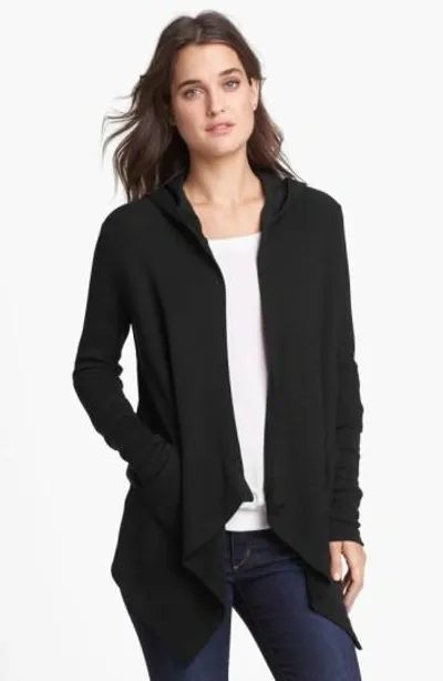 Splendid Draped Thermal Hoodie In Black