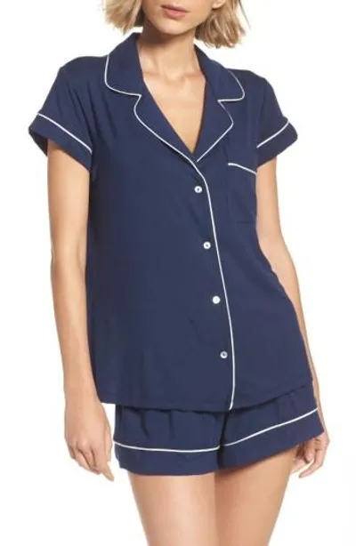 Eberjey Gisele Boxer-short Jersey Pajama Set In Navy