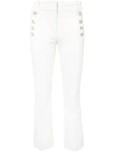 Derek Lam 10 Crosby Robertson Cropped Flare Trousers With Sailor Buttons In White