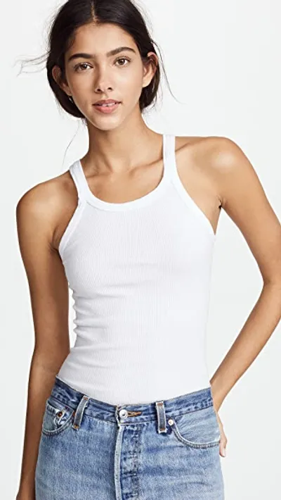 Re/done White Originals Ribbed Tank Top In Optic White