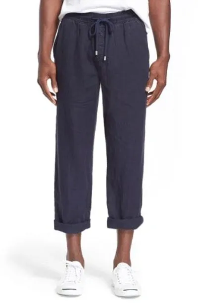 Vilebrequin Linen Regular Fit Drawstring Pants In Navy