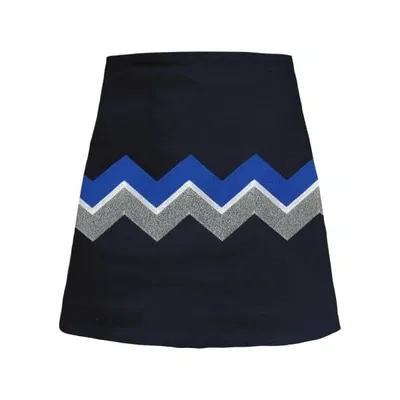 My Pair Of Jeans Women's Silver / Blue / Black Chevron Embroidered Miniskirt