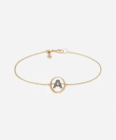 Annoushka 18ct Yellow Gold And Diamond Initial A Bracelet In Black