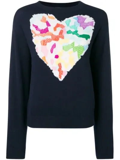 Barrie Heart Knit Jumper In Blue