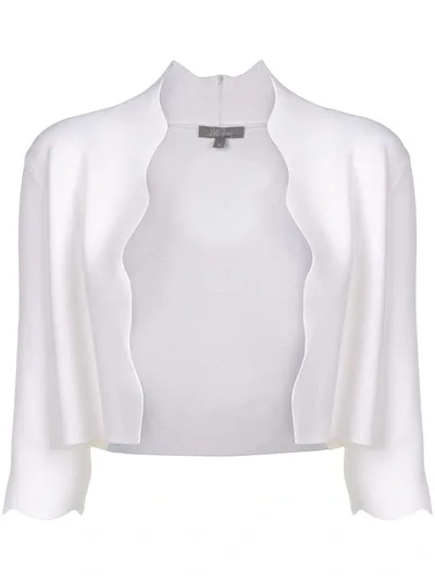 Lela Rose Scallop-trimmed Knit Bolero In White