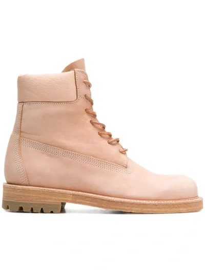 Hender Scheme Mip-14 Leather-trimmed Nubuck Boots In Pink