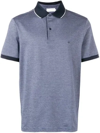 Calvin Klein Logo Short-sleeve Polo Shirt In Blue