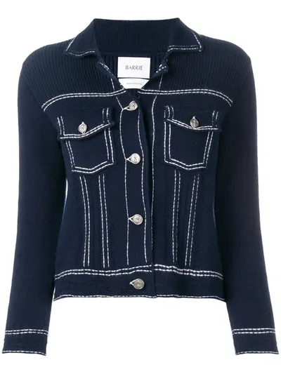 Barrie Denim Style Knitted Cardigan In Blue