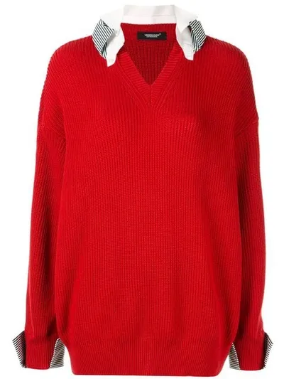 Undercover Layered Knitted Sweater In Red