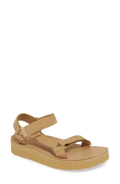 Teva Beige Midform Universal Leather Sandals In Tan