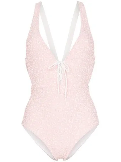 Onia Iona Leopard-jacquard Swimsuit In Pink