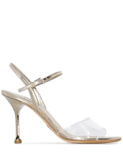 Prada Metallic Gold 90 Strappy Leather Sandals