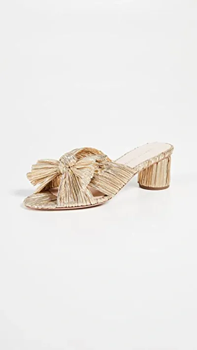 Loeffler Randall Emilia Pleated Bow Sandals Gold