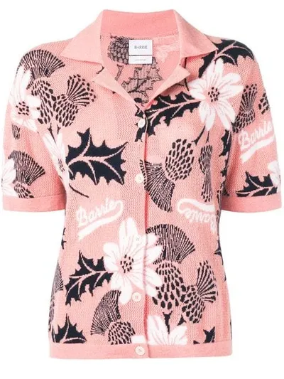 Barrie Floral Short-sleeve Cardigan In Pink