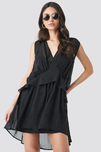 Na-kd Short Chiffon Dress - Black