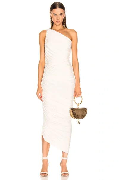 Norma Kamali Diana One-shoulder Ruched Stretch-jersey Dress In White