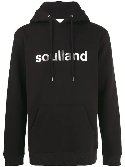 Soulland Logo Drawstring Hoodie In Black