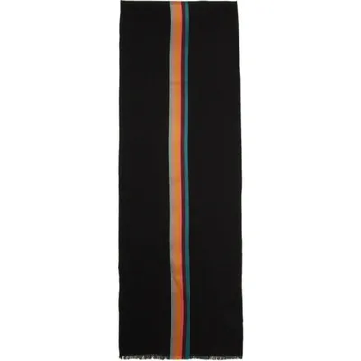 Paul Smith Stripe Detail Scarf In Black