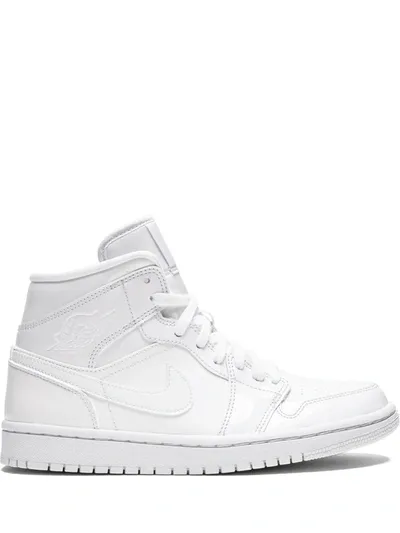 Jordan Air  1 Mid Triple White Patent Leather