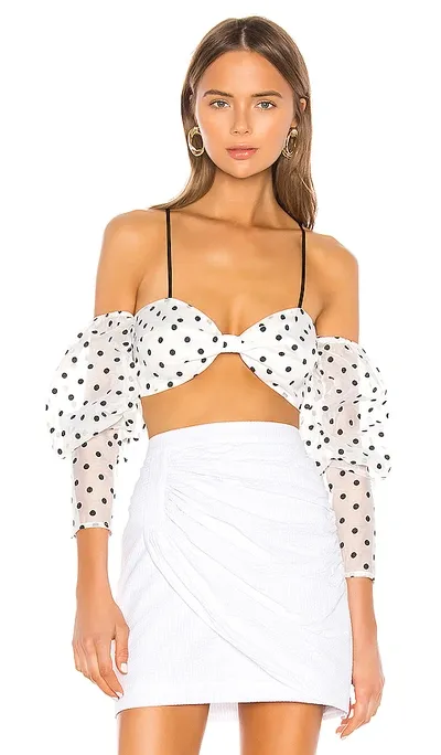 Camila Coelho Sidney Crop Top In White & Black