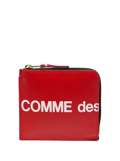 Comme Des Garçons Logo Printed Wallet In Red