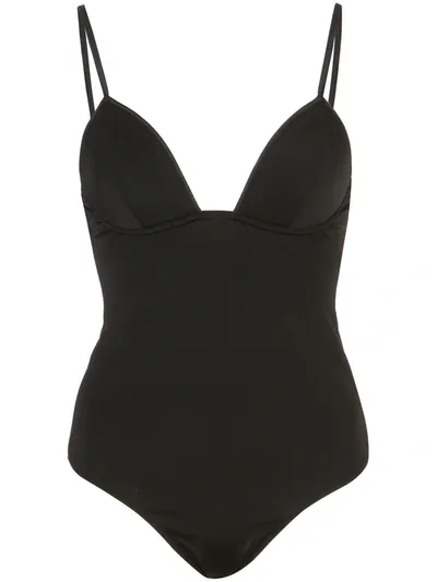 Fleur Du Mal Cupped Non-wire Bodysuit In Black