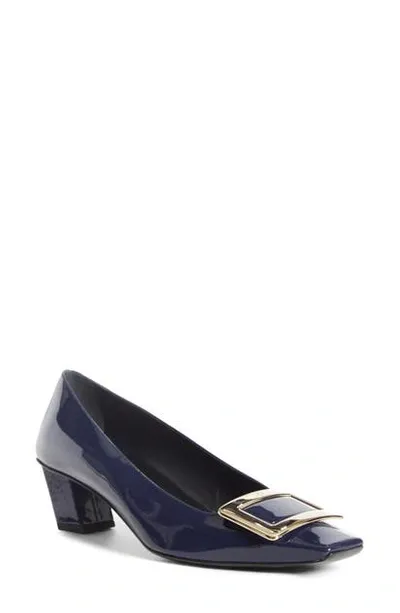 Roger Vivier Belle Vivier Patent Leather 45mm Block-heel Pumps In Blue