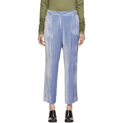 Sies Marjan Willa Silk And Cotton-blend Corduroy Pants In Blue