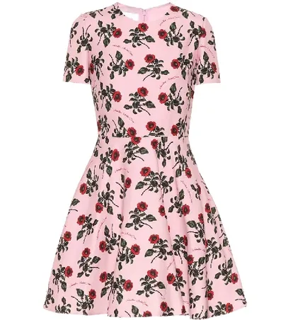 Valentino Floral-print Wool And Silk-blend Cady Mini Dress In Pink