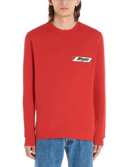 Msgm Chest Logo Patch Sweatshirt In Red