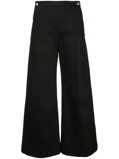 Rosetta Getty Black Cropped Flared-leg Trousers