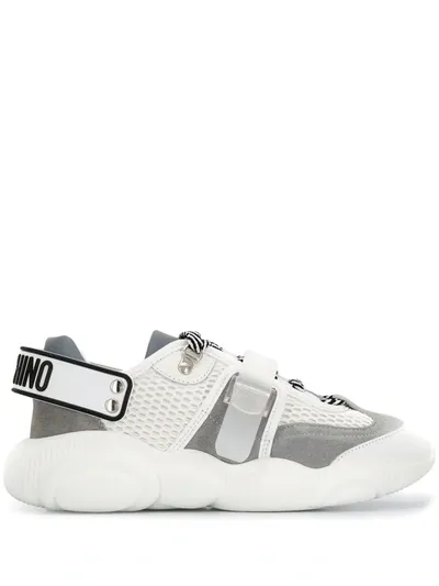 Moschino Teddy Panelled Low-top Sneakers In White