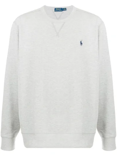 Ralph Lauren Logo Embroidered T-shirt In Light Grey