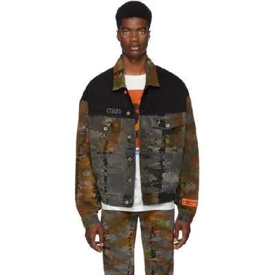 Heron Preston Tie-dye Denim Jacket In Grey