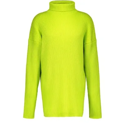 Balenciaga Men's Logo Typographic Rib-knit Turtleneck In Green