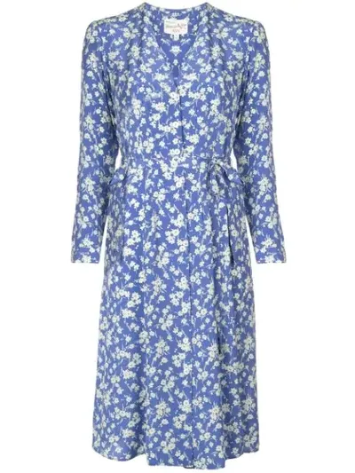 Hvn Lauren Midi Dress In Blue