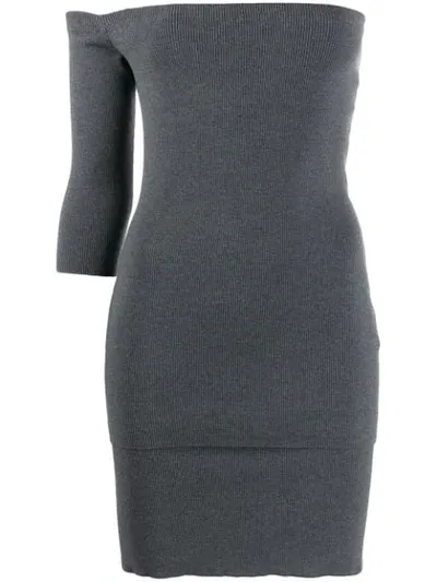 Ports 1961 Off-shoulder Knitted Dress In Grey