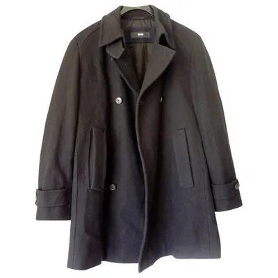 Pre-owned Hugo Boss Wool Coat In Black