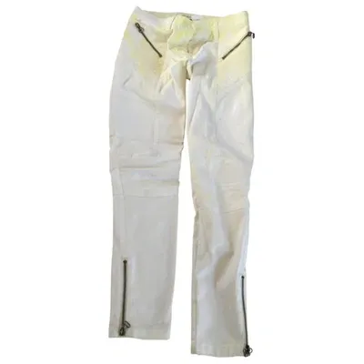 Pre-owned Pierre Balmain Biker Trousers In White