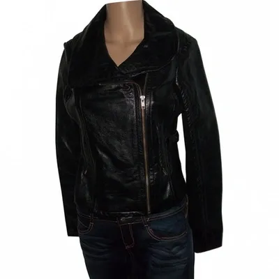 Pre-owned Bcbg Max Azria Leather Biker Jacket In Black