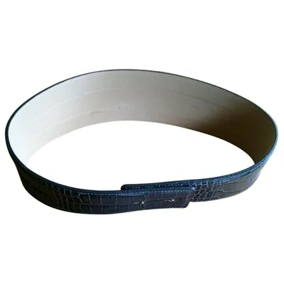 Pre-owned Hugo Boss Anthracite Leather Belt